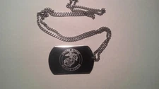 Personalized  Engraved Marines, Navy, Air Force or Army logo dog Tag on chain
