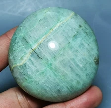 Amazing Orbicular Green Moonstone Rock Crystal Palm Reiki Healing
