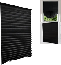 Black Blinds for Window, Cordless Window Blinds No Drill Blinds Blackout Mini Bl