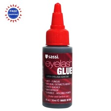 Eyelash Glue Dark 1 Fl Oz Waterproof Sassi Quick-Drying Natural Extract Formula