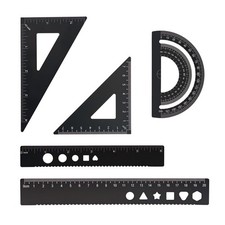 5 Pcs Metal Geometry Set, Math Drafting Ruler Kit- Aluminum Triangle Rulers, ...