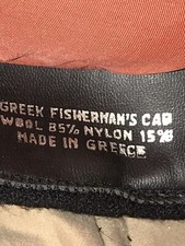 Greek Fishermans Cap Black Captains Hat Wool Lined Braided Band Made In Greece