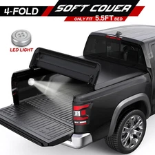 5.5FT 4-Fold Soft Truck Bed Tonneau Cover For 2016-2024 Nissan Titan Waterproof