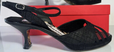 Susan Bennis  Warren Edward s, Slingback Sandals Platform Black Nubuck Size 11