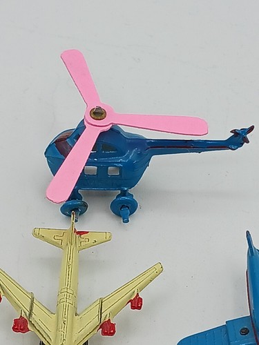 Vintage 1960'S Linemar Elegant Miniatures Marx Diecast Helicopter & 3 Airplanes - Picture 5 of 12