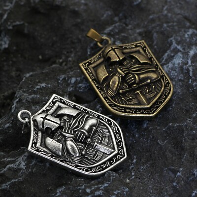 Mens Vintage Crusader Templar Knight Pendant Necklace Medieval Christian  Jewelry