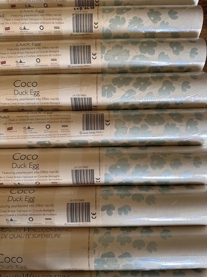 Laura Ashley Original Coco Duck Egg Wallpaper Price Per Roll - Image 2 of 4