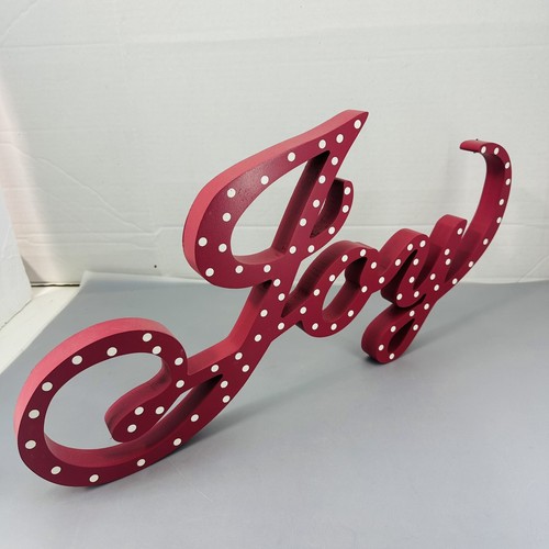 Pottery Barn Christmas Wood Sign Joy Peace Red Wall Decoration Word Art - Picture 5 of 16