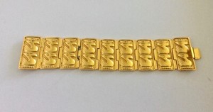 Authentic VINTAGE CCORI PERU INCAN MODERNIST BIRDS PANEL BRACELET 24k GOLD PLATED METAL
