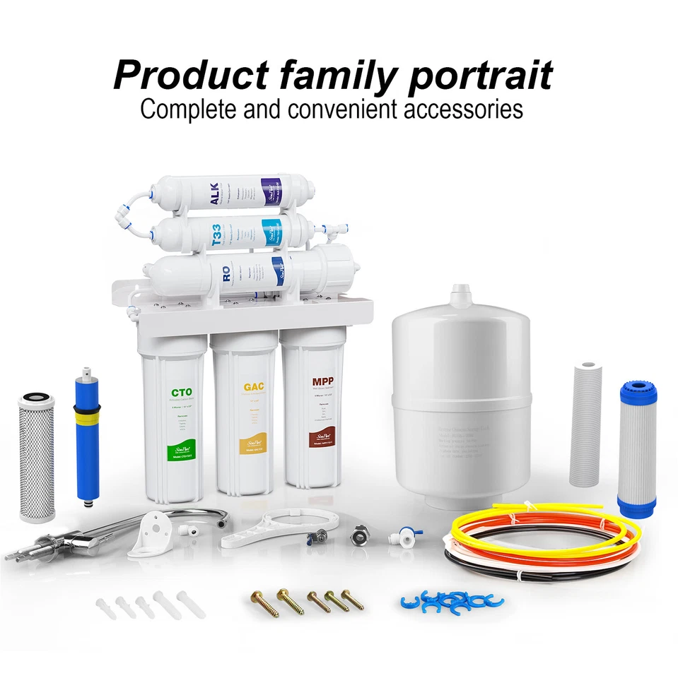 100 GPD 6 Stage Alkaline Reverse Osmosis Drinking Water Filter System Purifier - Image 3 of 4