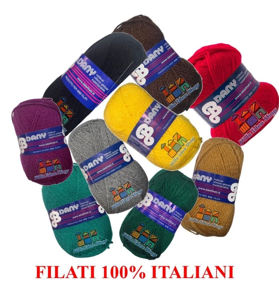 Filato Lana BBB DANY 100% Acrilico - Made in Italy - Colorazioni Assortite