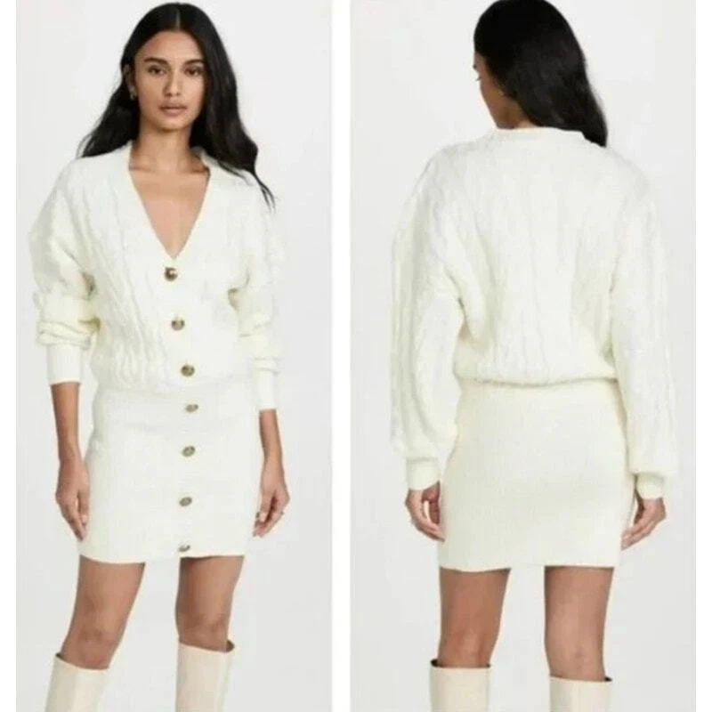 OFF WHITE Retrofete Tala Off White Vestito Mini Maglione Maglia Cavo Tg S