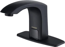 Automatic Sensor Touchless Bathroom Sink Faucet Black Single Hole Hands-Free Bat