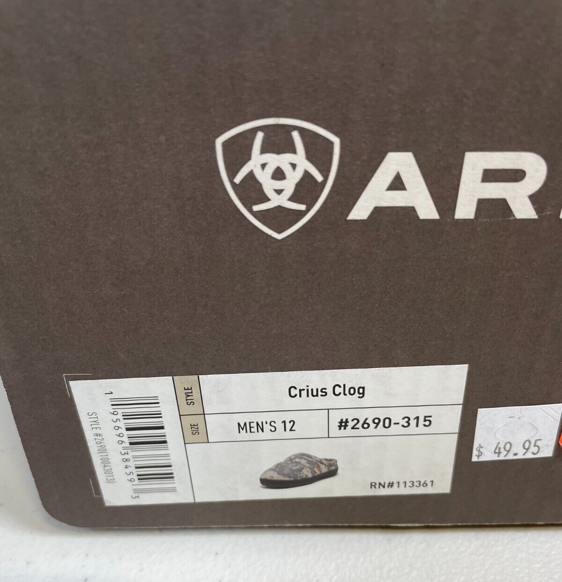 NWB Ariat Mens Crius Clog Slippers Indoor Outdoor Digital Camo