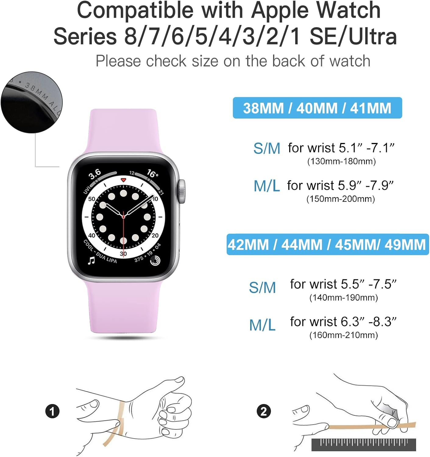 Compatible with Apple Watch Strap 41Mm 40Mm 38Mm, Silicone Sport Band