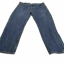 Levi's 501 Original Straight Fit Leg Button Fly Jeans Men's 42x30 Clean Med.Blue