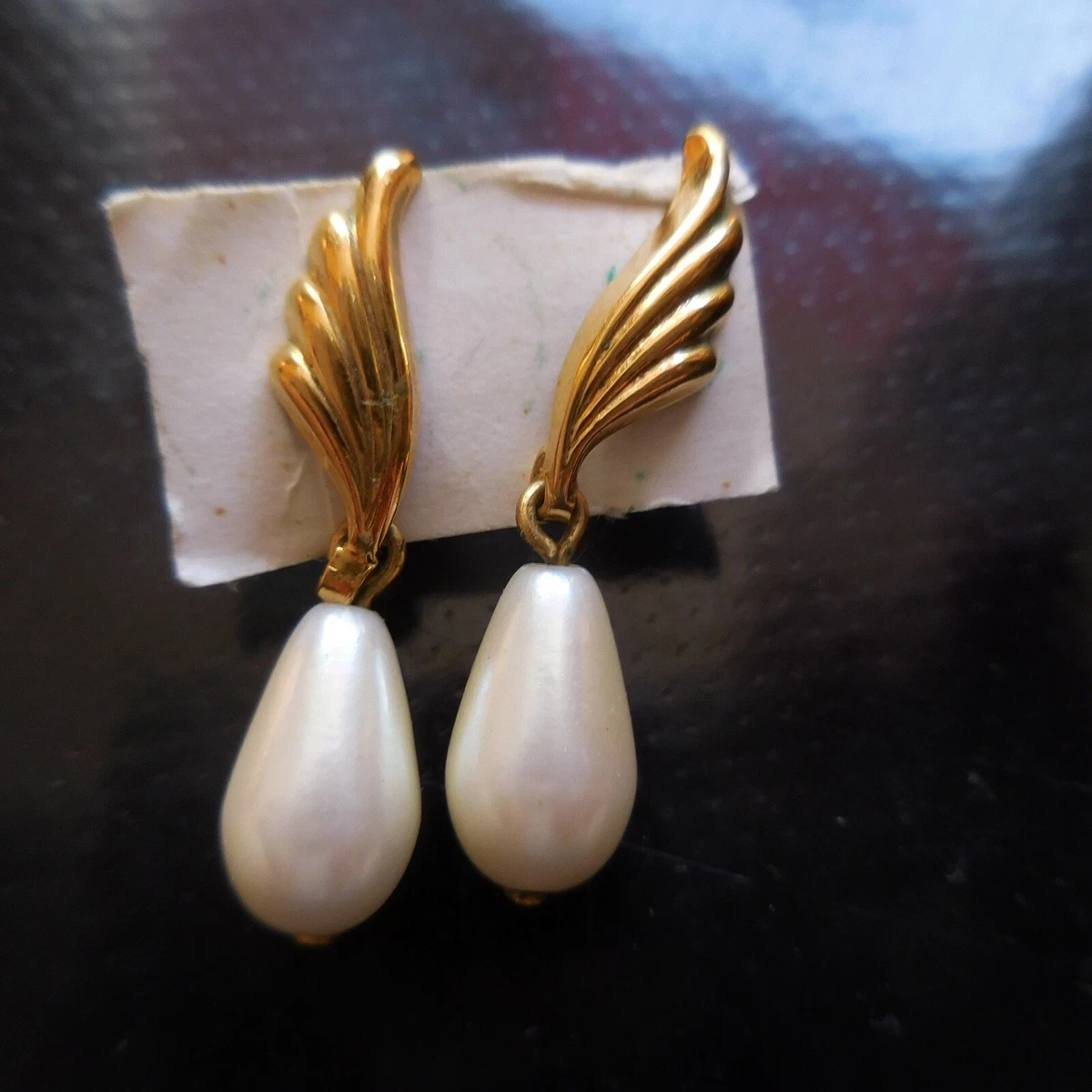 Boucles D'oreilles Vintage Plaqué Or Et Perles - Fait Main En Italie, Modèle Pendants