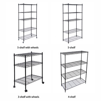 3/4/5-Tier Metal Wire Rack Shelving Unit Kitchen Garage Rack Heavy Duty Storage