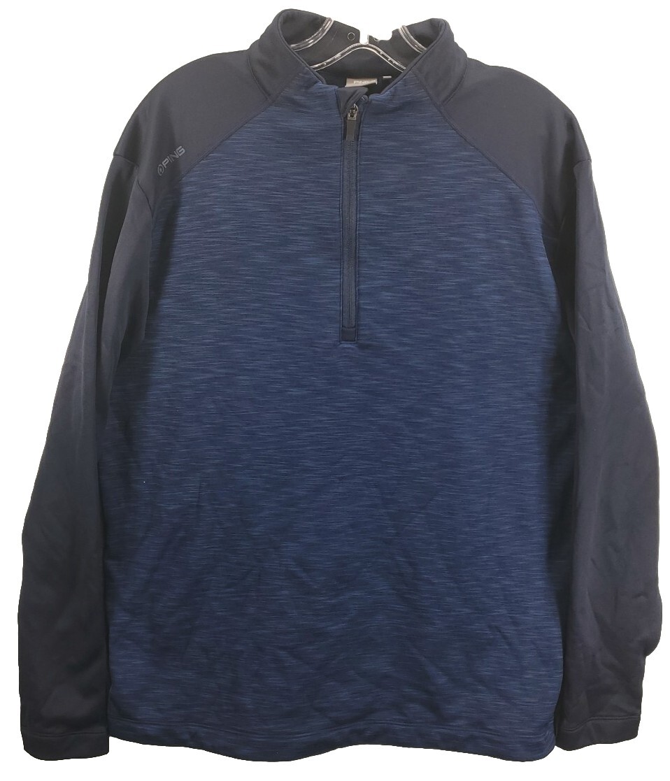 Ping Mens Xl Sensor Warm 1/4 Zip Sweater Blue Cool Max Golf Merino Wool  Blend