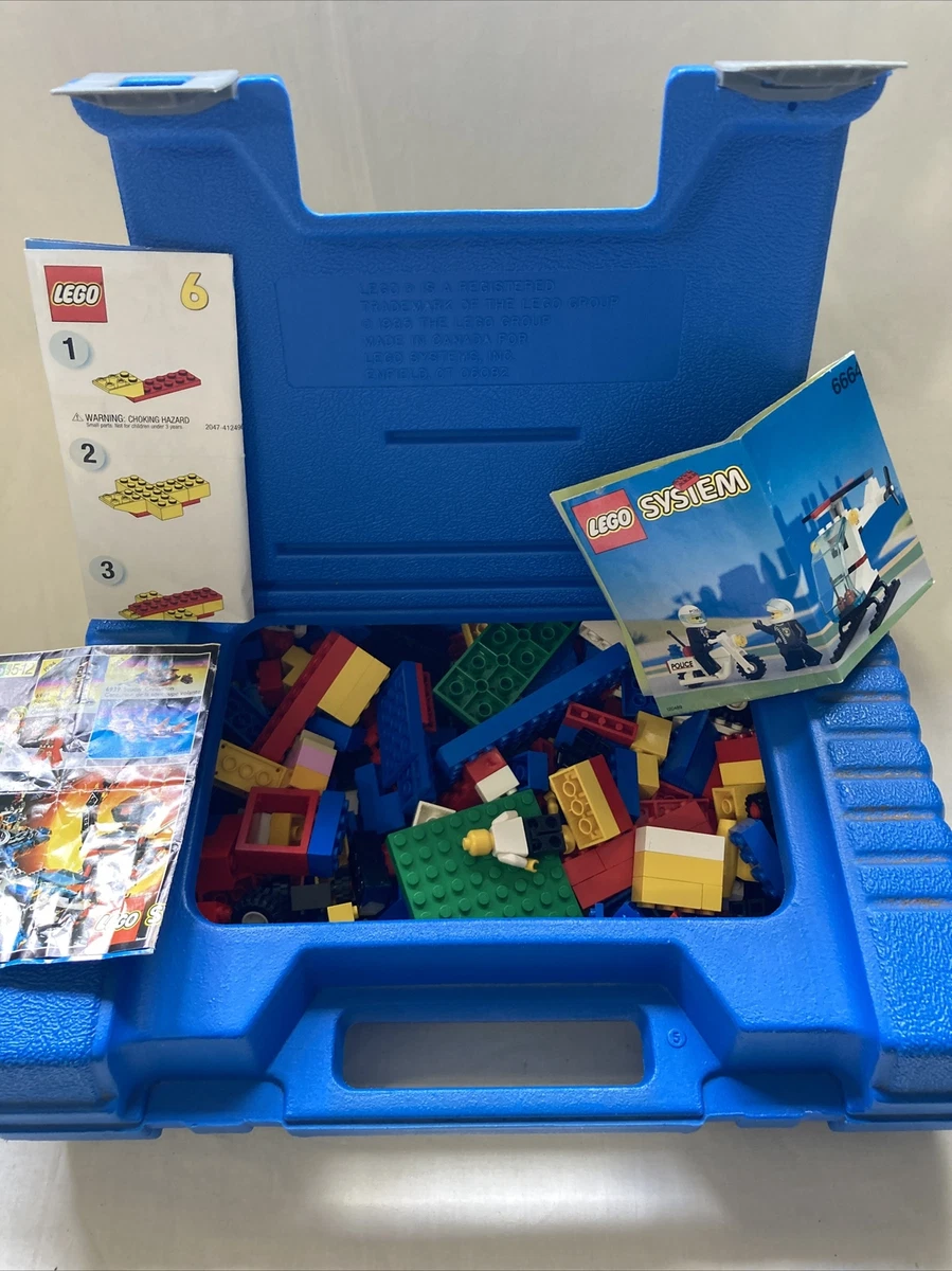 Vtg 1985 Lego Blue Carrying Case Plastic Storage Box LEGOS INCLUDED Unsearched