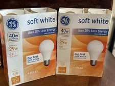 GE - Soft White - 40 W (uses 29 w) - Light Bulbs - 2 Packs/8 Bulbs