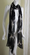 Attributed: Harari Exquisite Japanese Crane Silk Wrap Scarf Citron Santa Monica 