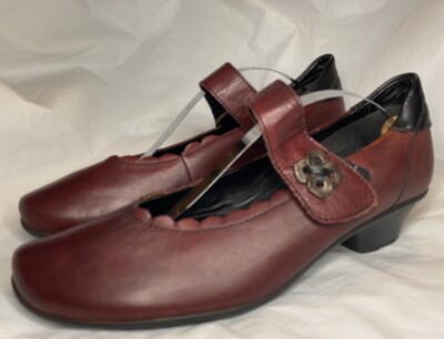 Remonte Dorndorf Burgundy Wine Deep Red Mary Jane Heels 9 US 39 Round Toe Shoes