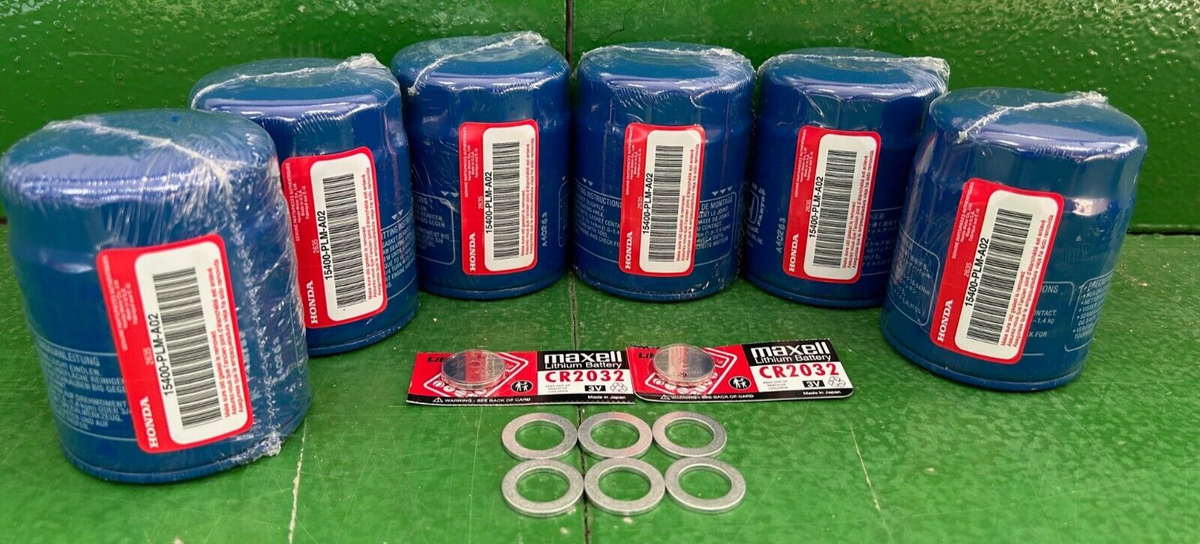 Honda 15400-PLM-A02 Oil Filter 6 Pack Filters, 6 Washers & 2