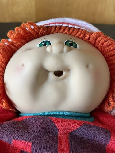 Cabbage Patch Kids ‘85 Pacifier Green Eyes Orange Hair Girl Red Peppermint Pants - Picture 10 of 20