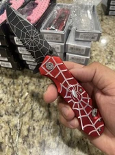 8.5” Spider Design Spring Assisted  Tactical Pocket knife Edc GR