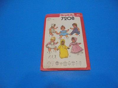 VTG 1970s Simplicity Sewing Pattern 7208 Doll Clothes Large Dolls 17 ...