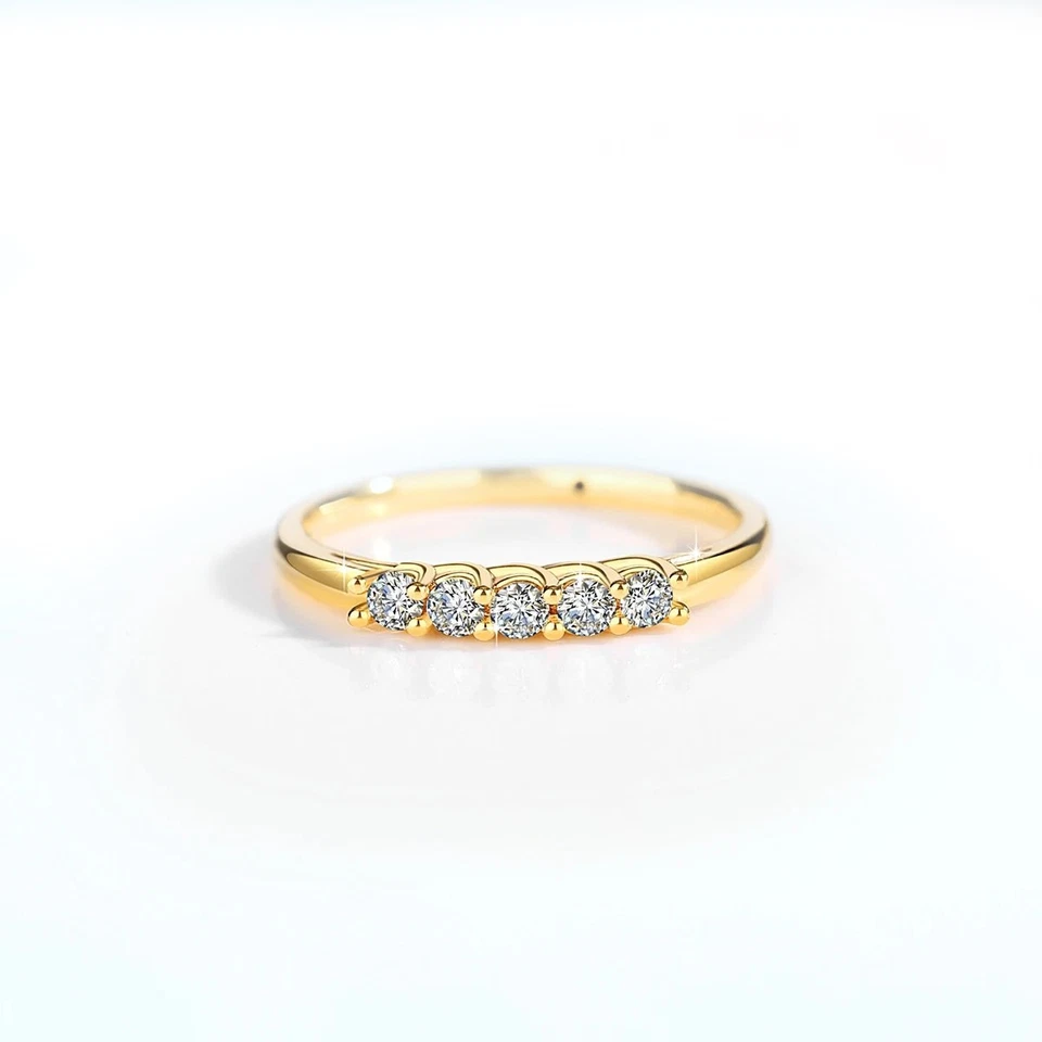 Echtgold Ring 750 Gold 18K mit 5 funkelnden Moissanit Brillanten 0,225ct VVS1 - Bild 2 von 4