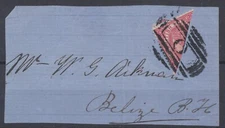 British Honduras Stamps 1884 1d rose bisected (0.5d) on envelope front SG18a