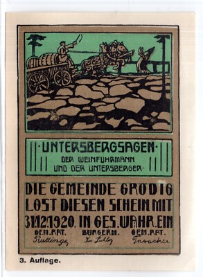 1920 Austria Grodig Notgeld 60 Heller Note (NG1043)