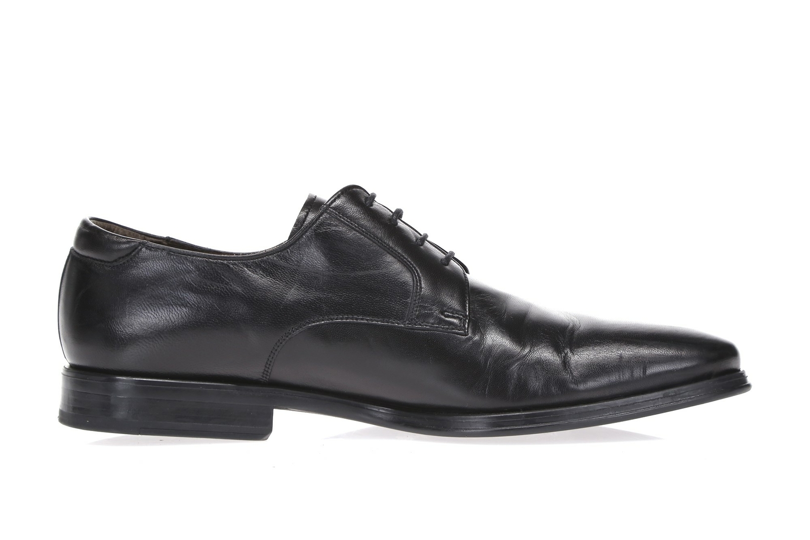 MAGNANNI Mens Black Leather Almond Toe Lace Up Oxfords Heels Shoes Size 8 M image 4