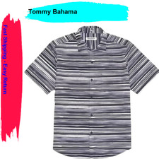  128 Tommy Bahama Ripple Tides Camp Shirt Color: Black, Size XLarge 