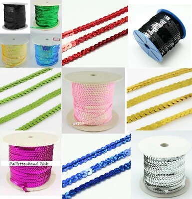 3-10 m Pailettenband 6/7mm Band Sequin Latin Pailletten glänzend teils Hologramm - Bild 1 von 3