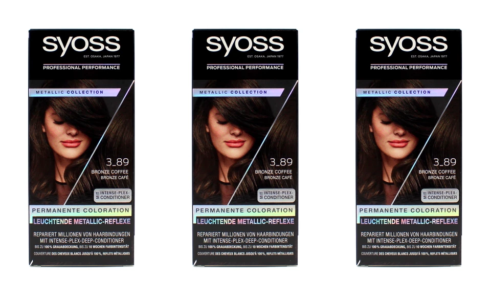 3x Syoss Bronze Coffe 3_89 Metallic Collection Coloration , EAN4015100814910