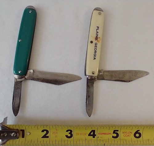 Plains Georgia Peanut Pocket Knife & Green Pocket Knife USA 1970s Vintage - Picture 11 of 12