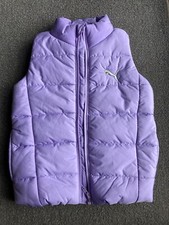 Kids Puffer Vest 5-6 Puma Full Zip With Pockets Purple Girls Kids Size XS