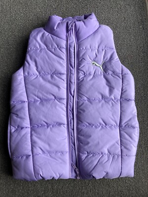 Kids Puffer Vest 5-6 Puma Full Zip With Pockets Purple Girls Kids Size XS