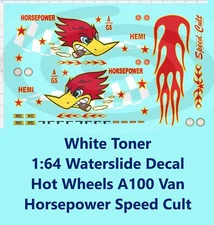 White Toner 1:64 Waterslide Decal for 66 Dodge A100 Van Horsepower Speed Cult