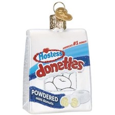Old World Christmas Glass Blown Ornament, Hostess Donettes With OWC Gift Box 