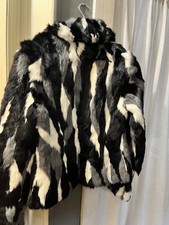 Sheri Bodell Small Ladies Rabbit  Fur Coat Black And White