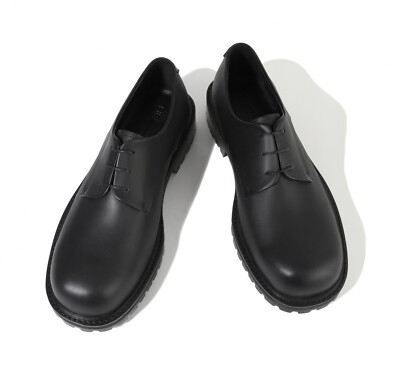 Firenze Atelier Mens Matt Black Leather Bold Round Toe Derby Shoes