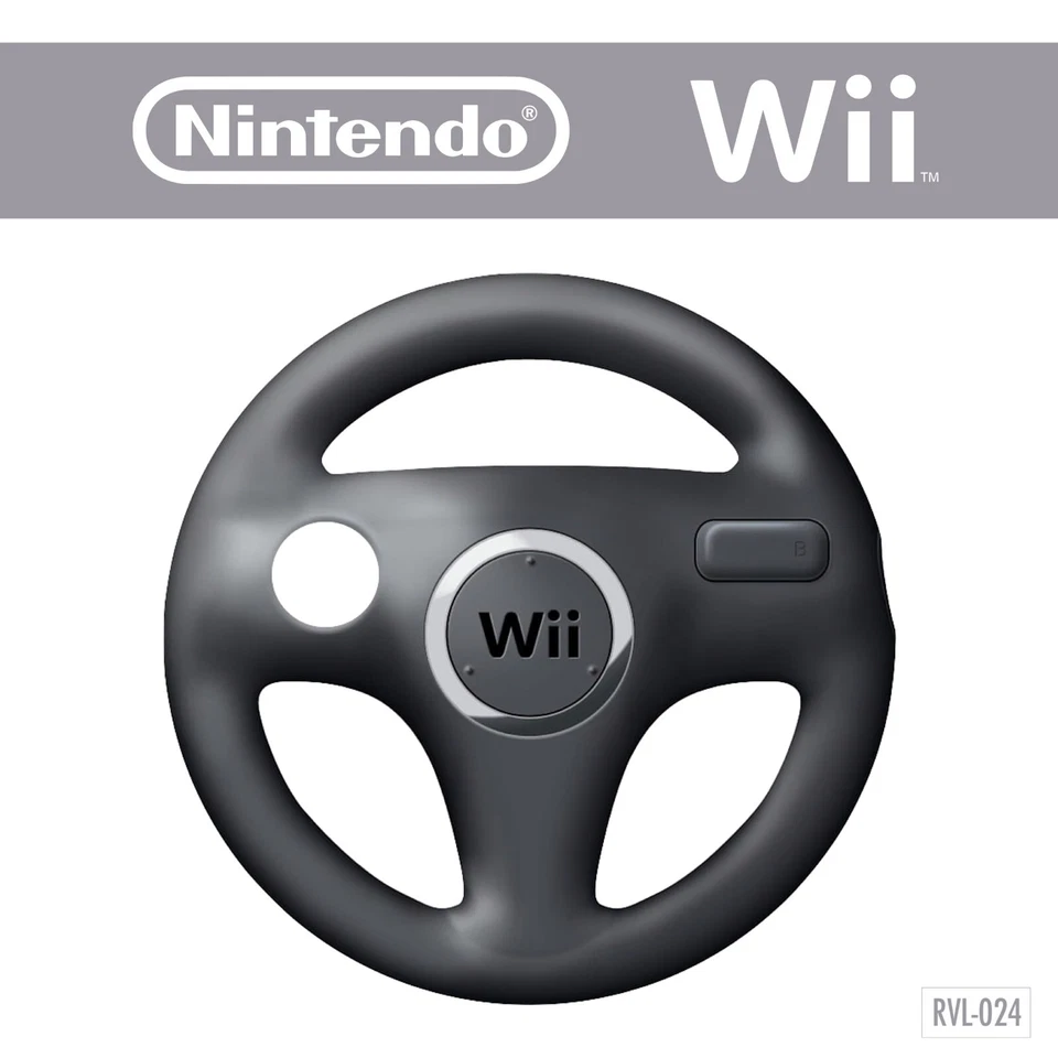 Wii Wheel (schwarz / weiß) ORIGINAL Nintendo Wii Lenkrad Controller Zubehör
