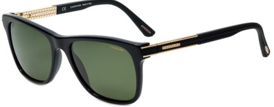 Luxury Chopard Mens SCH 218 Sunglasses Black Gold Carbon Fiber Green Lens Design