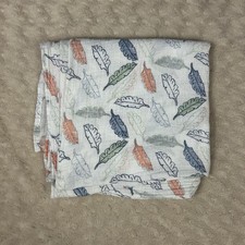 Aden  Anais Leaves Baby Swaddle Blanket Orange Blue Leaf Green White Muslin