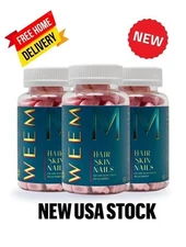 WEEM Hair Skin and Nails Gummies, Vegan biotin Vitamins, Healthy Hair- Pack of 3