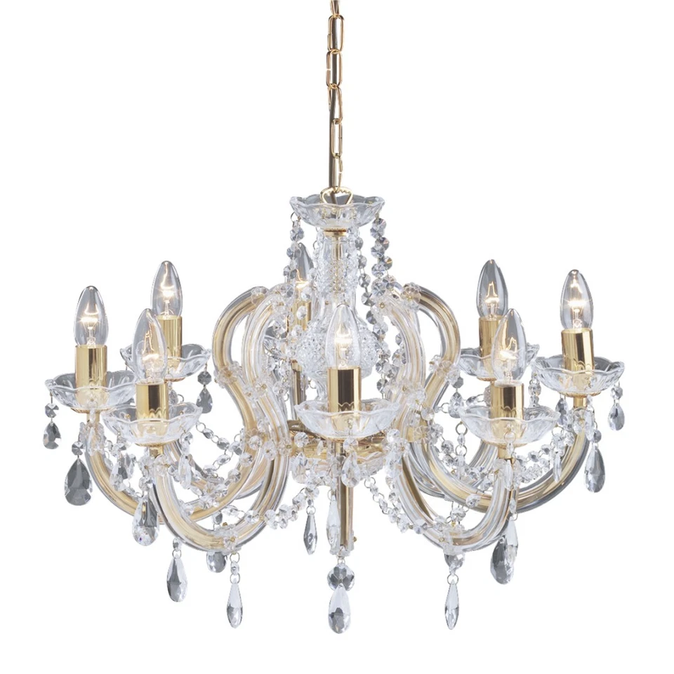 Suspension 8X E14 Luminaire En Cristal Ø61Cm En Jaune Or Éclairage Intérieur - Photo 1/1